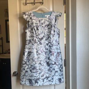 1901 Nordstrom blue & white dress sleeveless w/ ruffles